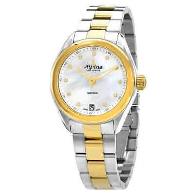 Pre-owned Alpina Comtesse Quartz Diamond Ladies Watch Al-240mpwd2c3b