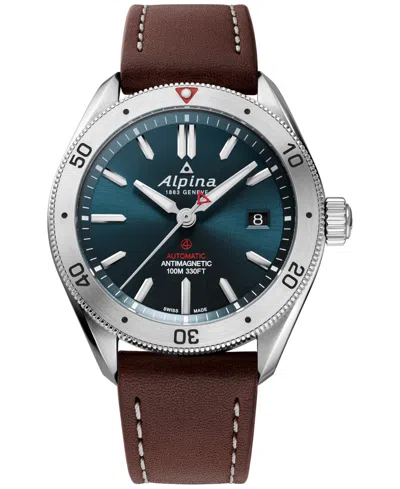Alpina Men's Swiss Automatic Alpiner 4 Brown Leather Strap Watch 40mm