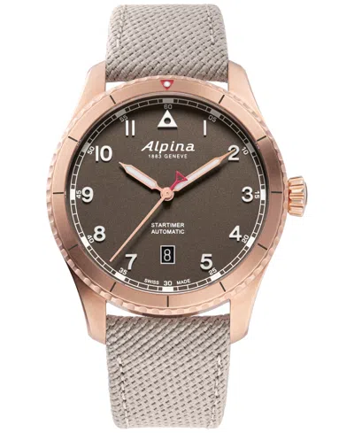 Alpina Men's Swiss Automatic Startimer Pilot Beige Polyurethane Strap Watch 41mm In Gold