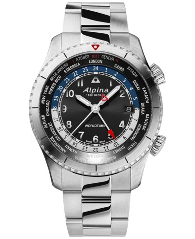 Alpina Men's Swiss Startimer Pilot Stainless Steel Bracelet Watch 41mm In Silver-tone