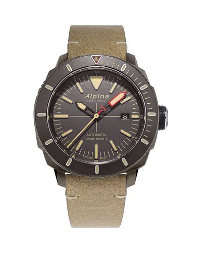 Alpina Seastrong Diver 300 Watch, 44mm In Gray/tan