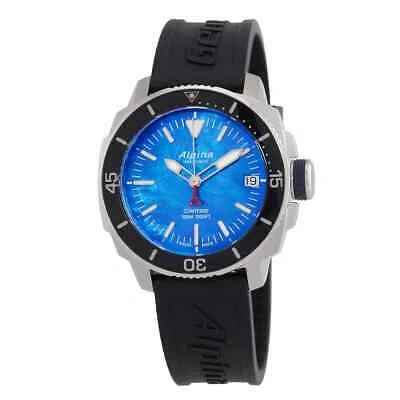 Pre-owned Alpina Seastrong Diver Comtesse Quartz Blue Dial Ladies Watch Al-240mpn2vc6