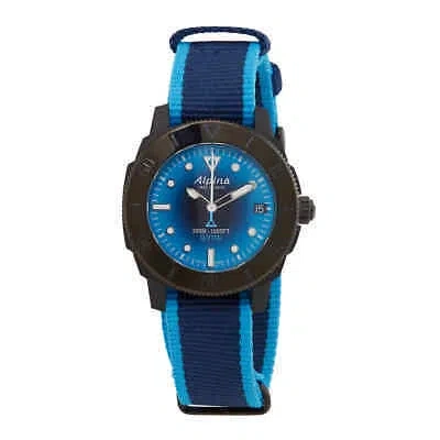 Pre-owned Alpina Seastrong Diver Gyre Automatic Blue Dial Ladies Watch Al-525lnsb3vg6
