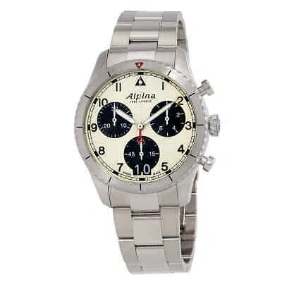 Pre-owned Alpina Startimer Chronograph Quartz White Dial Men's Watch Al-372wb4s26b