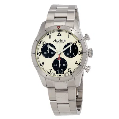 Alpina Startimer Chronograph Quartz White Dial Men's Watch Al-372wb4s26b In Metallic