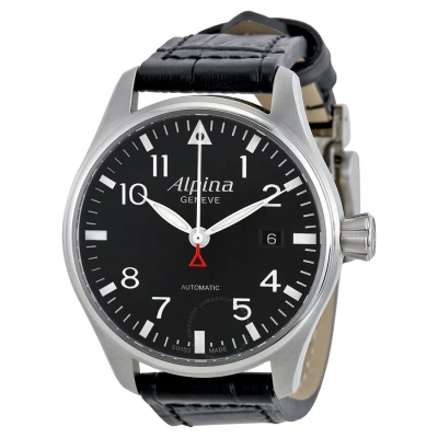 Alpina Startimer Pilot Automatic Black Dial Leather Strap Men's Watch Al525b3s6