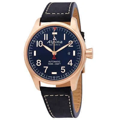 Pre-owned Alpina Startimer Pilot Automatic Navy Blue Dial Men's Watch Al-525nn4s4