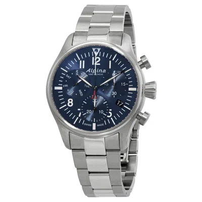 Alpina Startimer Pilot Chronograph Quartz Blue Dial Men's Watch Al-371nn4s6b In Metallic