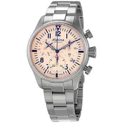 Pre-owned Alpina Startimer Pilot Chronograph Quartz Men's Watch Al-371bg4s6b