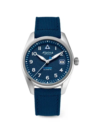 Alpina Startimer Pilot Solarmetre 38mm Watch In Blue