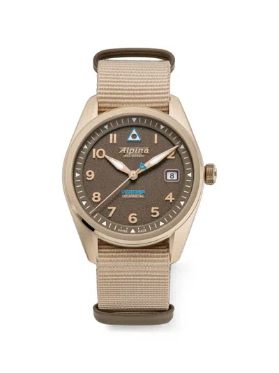 Alpina Startimer Pilot Solarmetre 38mm Watch In Brown