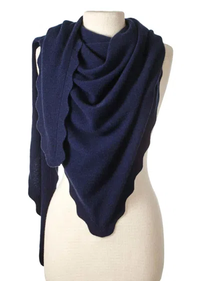 Alpine Cashmere Women's Ruffle Triangle Wrap In True Navy In Blue