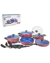 Alpine Cuisine Set Of 16pc Alum Cookware With Bake In Pink