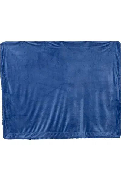 Alpine Fleece Micro Mink Sherpa Blanket In Blue