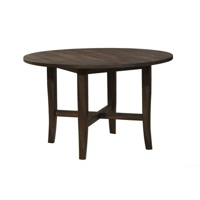 Alpine Furniture Arendal Round Table, Burnished Dark Oak In Brown