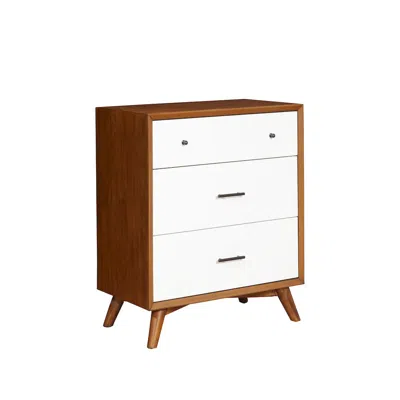 Alpine Furniture Flynn 3 Drawer Two Tone Small Chest, Acorn/white