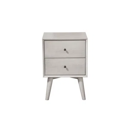 Alpine Furniture Flynn Mid Century Modern 2 Drawer Nightstand, Gray