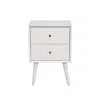 Alpine Furniture Flynn Mid Century Modern 2 Drawer Nightstand, White In White