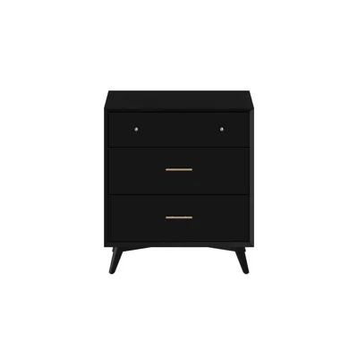 Alpine Furniture Flynn Mid Century Modern 3 Drawer Small Chest, Black
