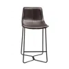 Alpine Furniture Live Edge Set Of 2 Bonded Leather Pub Chairs, Dark Brown