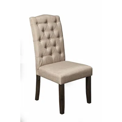 Alpine Furniture Newberry Set Of 2 Button Tufted Parson Chairs, Salvaged Grey