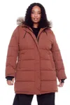 Alpine North Aulavik Plus Women's Vegan Down (recycled) Mid-length Hooded Parka Coat (plus Size) In Brown
