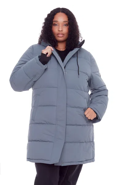 Alpine North Aulavik Plus Women's Vegan Down (recycled) Mid-length Hooded Parka Coat (plus Size) In Grey