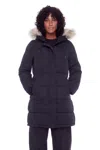 Alpine North Aulavik Women's Vegan Down (recycled) Mid-length Hooded Parka Coat In Black