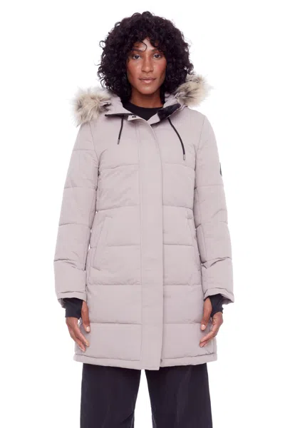 Alpine North Aulavik Women's Vegan Down (recycled) Mid-length Hooded Parka Coat In Gray