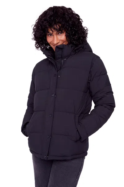 Alpine North Forillon Women's Vegan Down (recycled) Short Quilted Puffer Jacket In Black