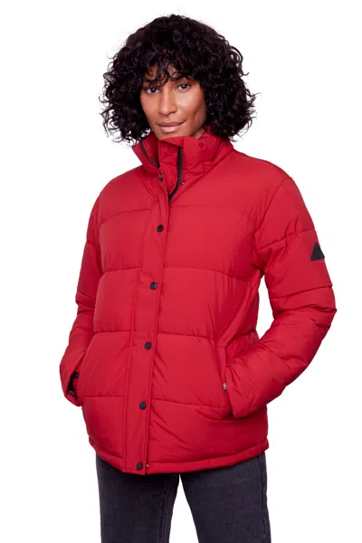 Alpine North Forillon Women's Vegan Down (recycled) Short Quilted Puffer Jacket In Orange