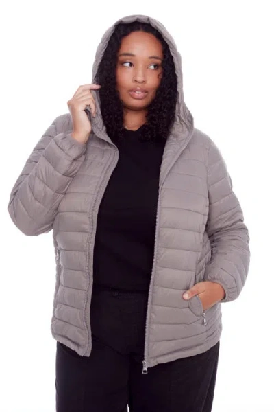 Alpine North Plus Size Yoho Lightweight Packable Puffer Jacket & Bag In Taupe