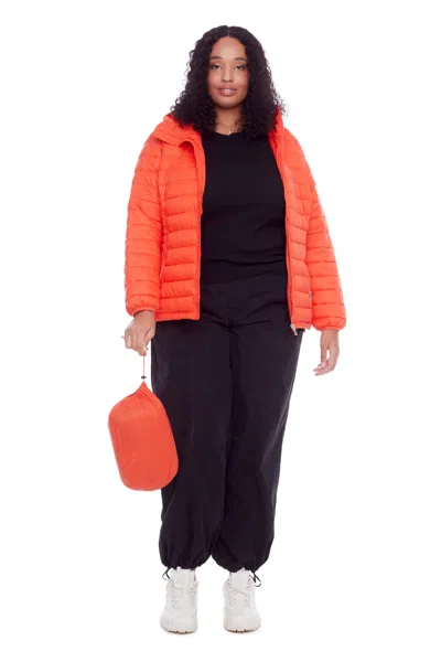 Alpine North Yoho Plus Women's Vegan Down (recycled) Lightweight Packable Puffer (plus Size) In Orange