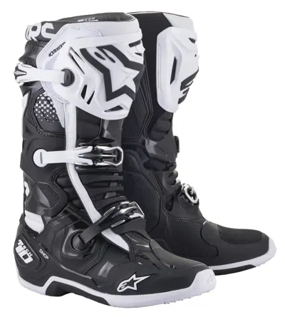 Pre-owned Alpinestars Tech 10 Boots Black/white Sz 14 2010020-12-14