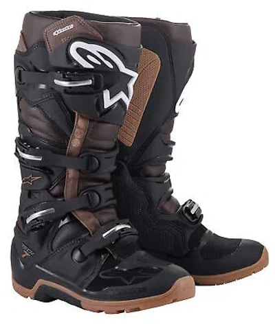 Pre-owned Alpinestars Tech 7 Enduro Boots Black/dark Brown Sz 09 2012114-1089-9 In Not Available