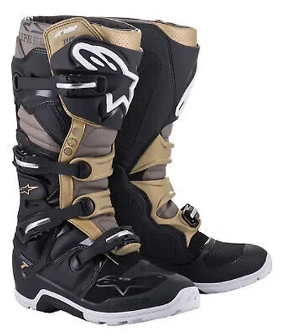 Pre-owned Alpinestars Tech 7 Enduro Ds Boots Black/grey/gold Sz 08 2012620-1959-8 In Not Available
