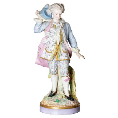 Pre-owned Alpinien Margaine Baroque Style Porcelain Figurine By , Limoges In Gray