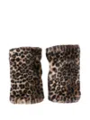 Alpo Brown Leopard Print Fingerless Gloves In Brown