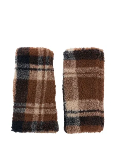 ALPO BROWN PLAID FINGERLESS GLOVES