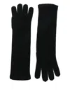 Alpo Black Solid Knitted Gloves In Black