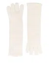 Alpo Beige Solid Knitted Gloves In White