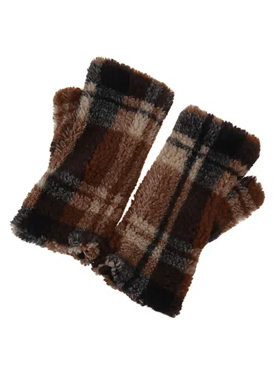 Alpo Check Motif Muffs In Brown