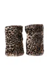 Alpo Brown Leopard Print Fingerless Gloves In Multi