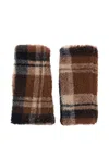Alpo Brown Plaid Fingerless Gloves In Brown