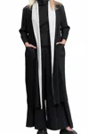 Alquema Plisse Open Front Long Coat In Black And White In Multi