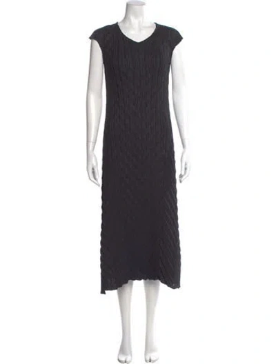 Pre-owned Alquema Scoop Neck Midi Length Dress In Gray