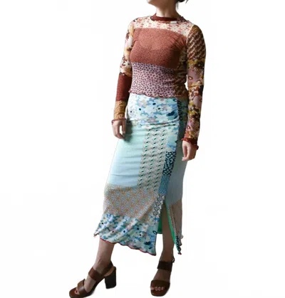 Altar Inesse Bodycon Skirt In Blue Quilt