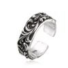 Altar™ Ornaments Co. Men's Black / Silver Aeterna Ring| Sterling Silver Floral Engraved Ring - Altar™ In Multi