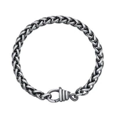 Altar™ Ornaments Co. Men's Grey Talon Bracelet| Ruthenium-plated Twisted Silver Link Bracelet – Altar™ In Gray