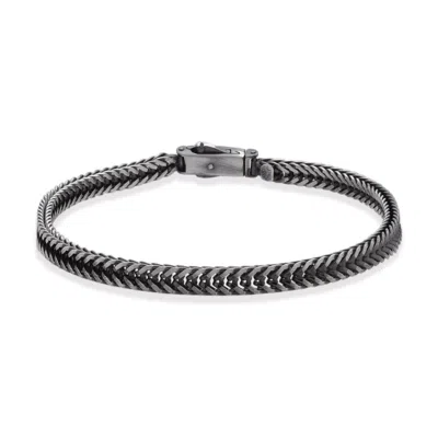 Altar™ Ornaments Co. Men's Grey Volpe Bracelet Sterling Silver Gunmetal Fox Chain Bracelet – Altar™ In Gray